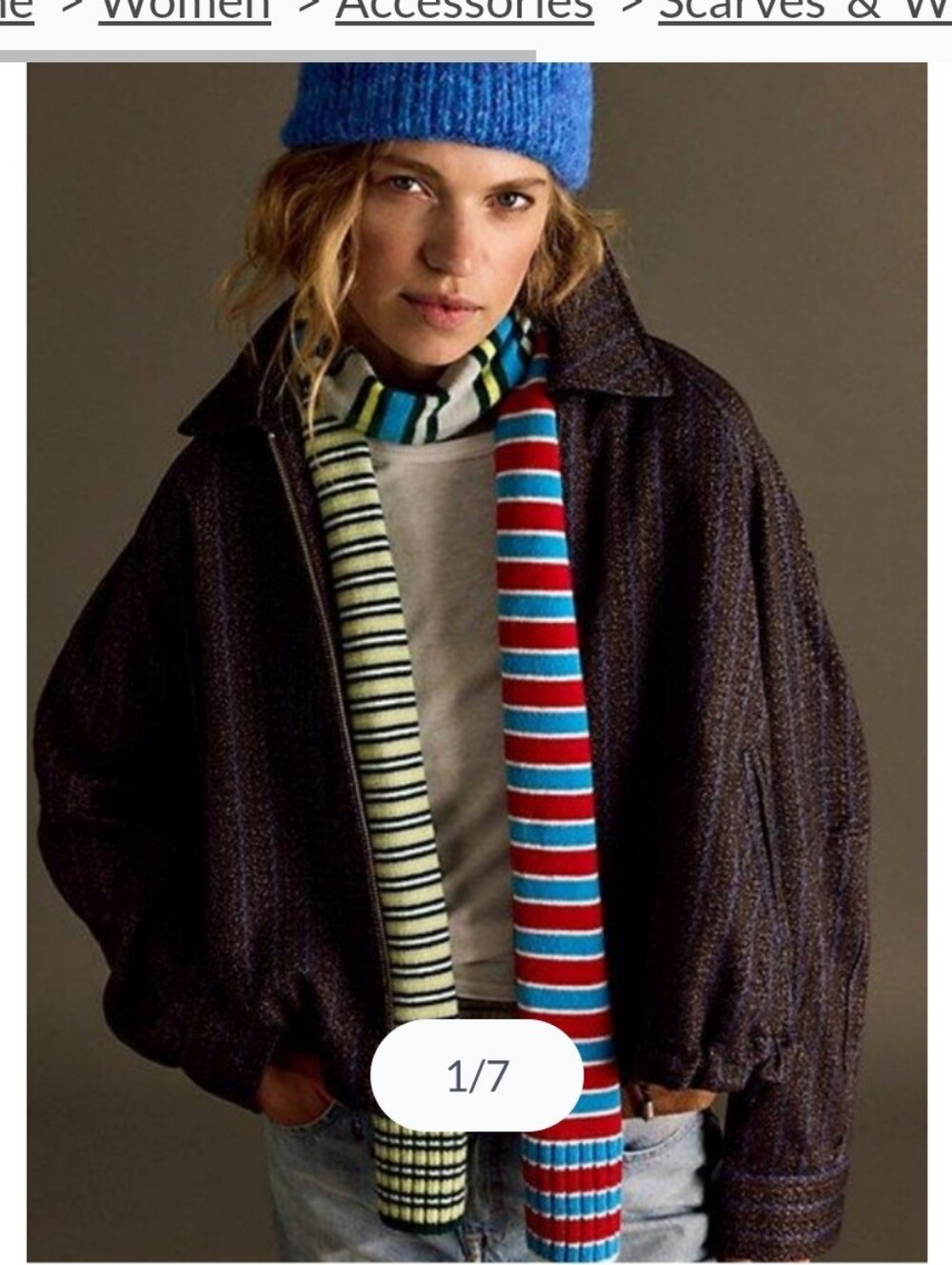 Free People Striped Knit Scarf in Blue, Red, Green, Black